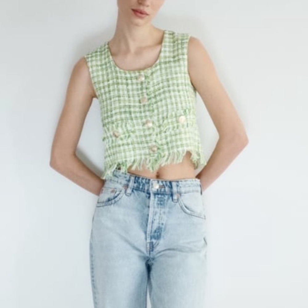 ZARA Tweed vest Top. Large - Picture 1 of 10